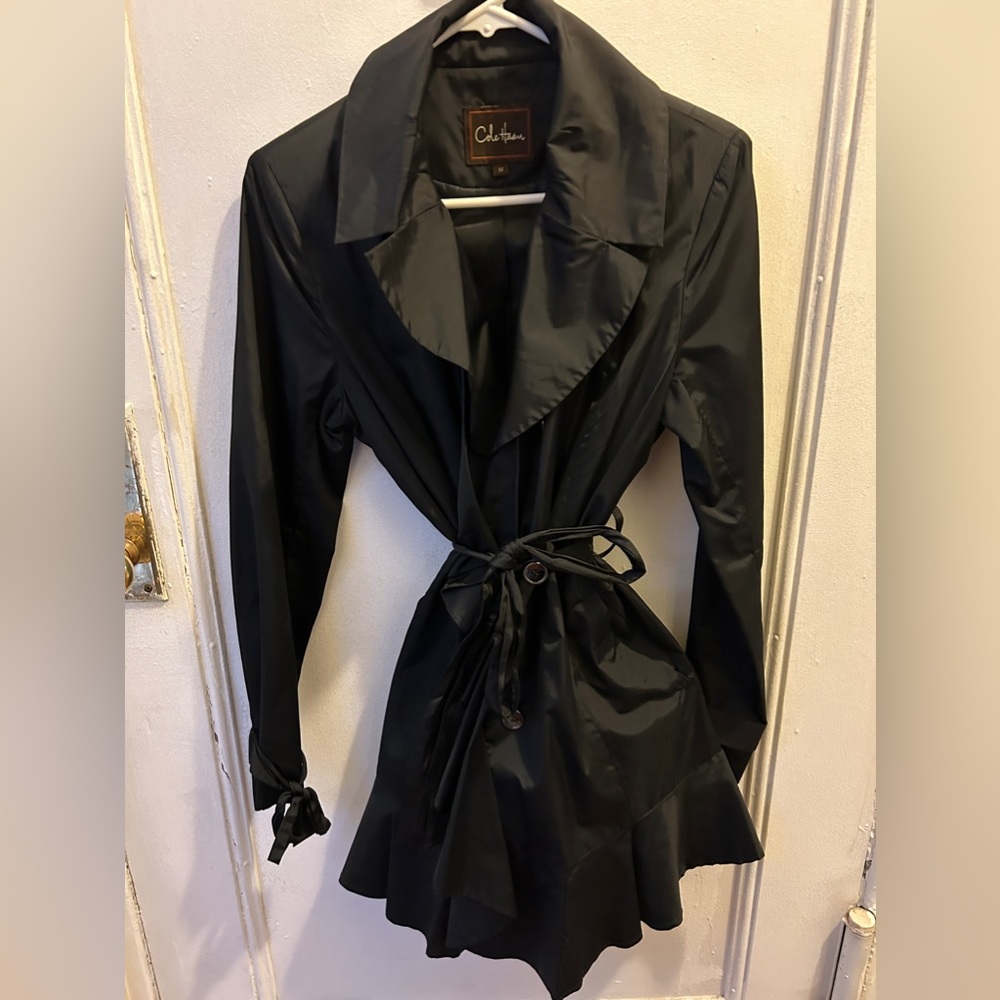Black Cole Haan Trench Coat